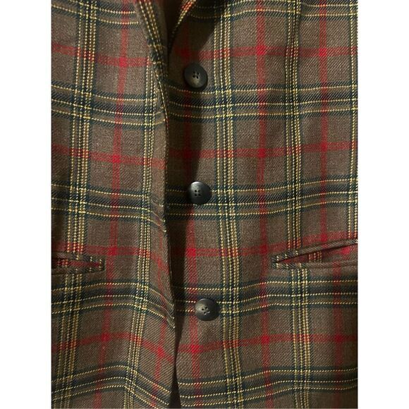 Gap Womens Size Small Wool Plaid Jacket Brown Red Green 3 Button Double Breasted - Picture 4 of 8